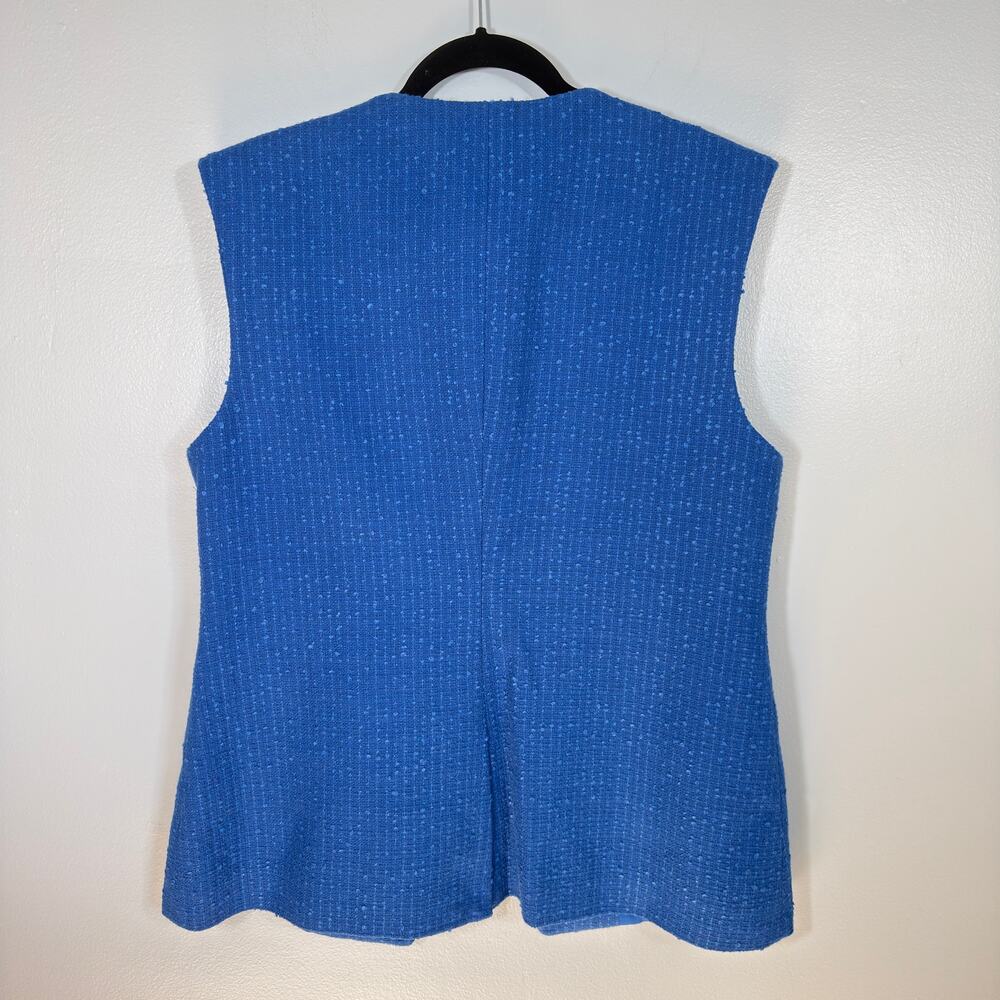 Veronica Beard Tamara Tailored Hourglass Blazer Vest Blue Tweed 14 Office - Picture 5 of 8
